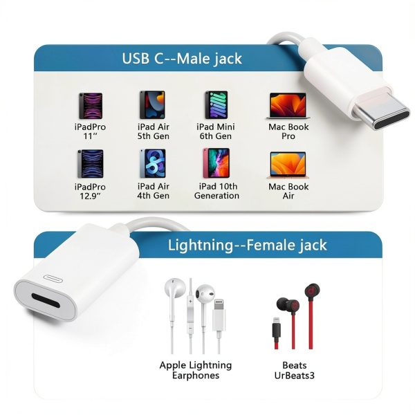 LecLooc USB C to Lightning Audio Adapter-1