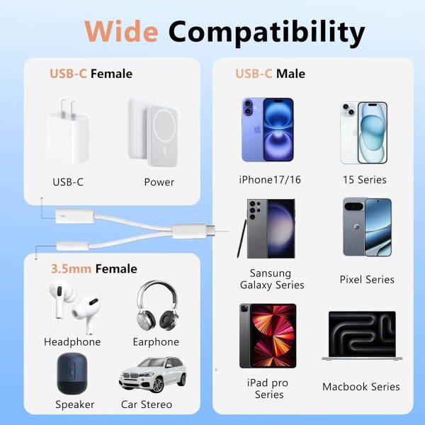 KikoSaka 2 in 1 USB C to 3.5mm Audio Adapter-1