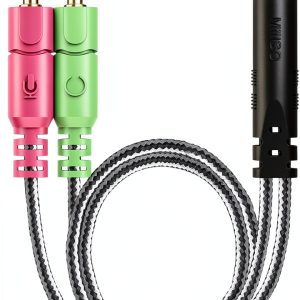 MillSO Headphone Mic Splitter Black 3.5mm TRRS TRS Adapter-0