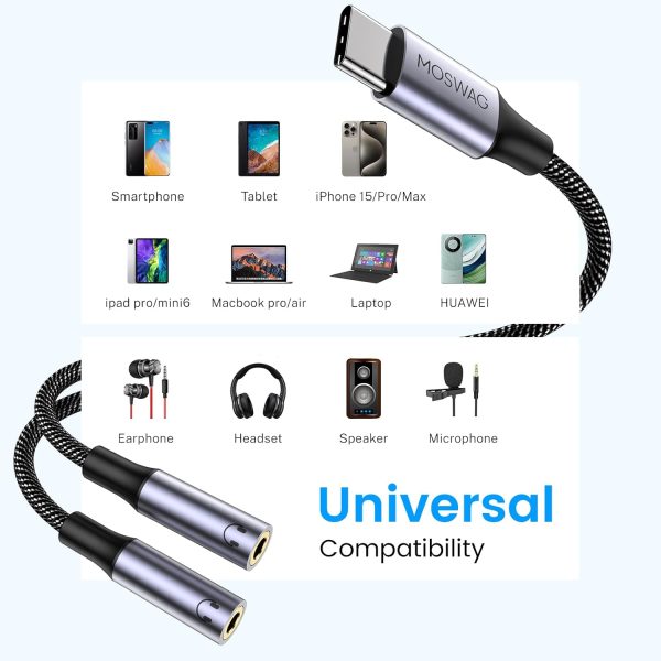USB C Audio Sharing Splitter Black 10 Inch-3