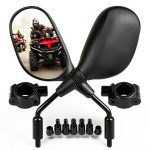 KEMIMOTO Motorcycle Side Mirror Oval KM3FTVMI040BK Scratch Resistant-0