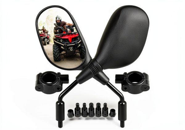 KEMIMOTO Motorcycle Side Mirror Oval KM3FTVMI040BK Scratch Resistant-0