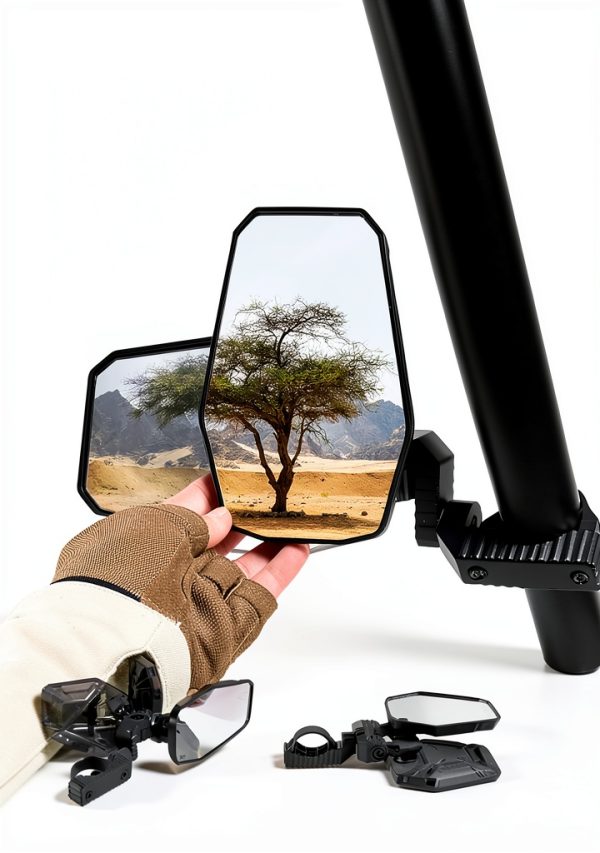KEMIMOTO UTV Side Mirrors Black Roll Bar Mount Shatter Resistant-1