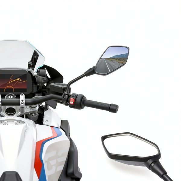 MICTUNING Left Motorcycle Mirror Hawk‑Eye 6.1" Glass Lens Universal-1