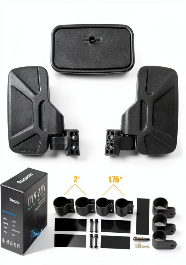 UTV Mirror RANSOTO Center Black Model B Adjustable Foldable-7