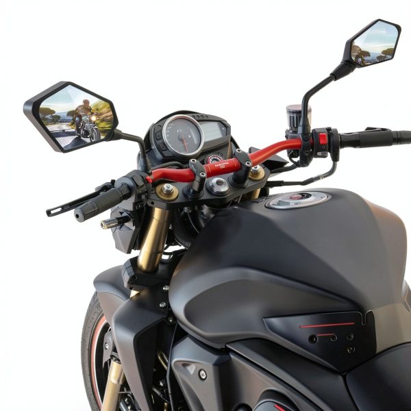 MICTUNING Left Motorcycle Mirror Hawk‑Eye 6.1" Glass Lens Universal-6