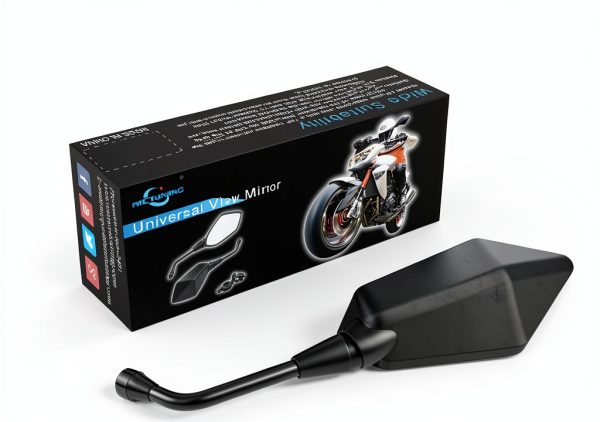 MICTUNING Left Motorcycle Mirror Hawk‑Eye 6.1" Glass Lens Universal-4