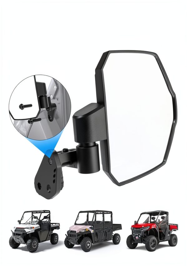 UTV Side Mirror KEMIMOTO Black Adjustable Aluminum for Polaris Ranger-1