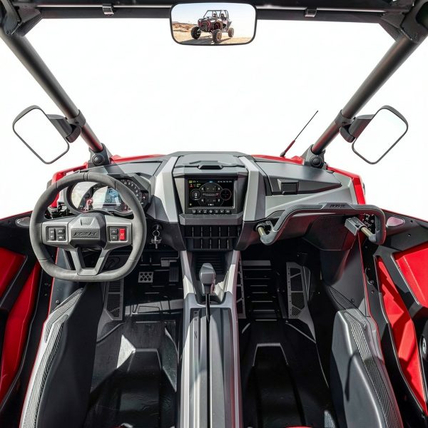 UTV Mirror RANSOTO Center Black Model B Adjustable Foldable-5