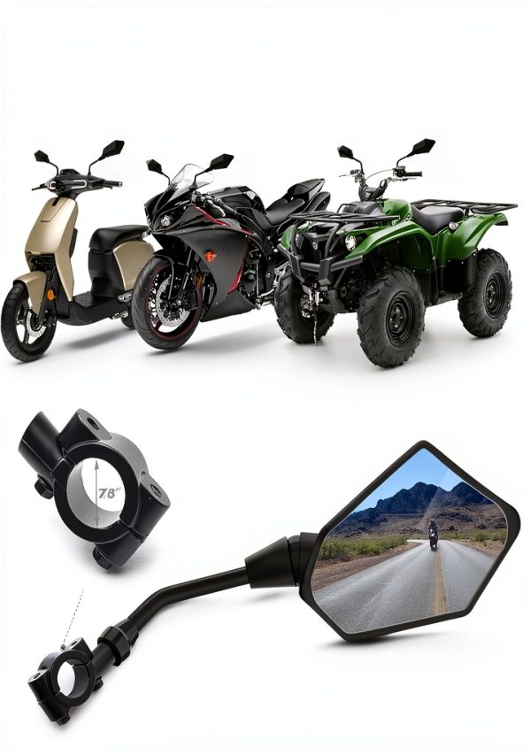 MICTUNING Left Motorcycle Mirror Hawk‑Eye 6.1" Glass Lens Universal-5