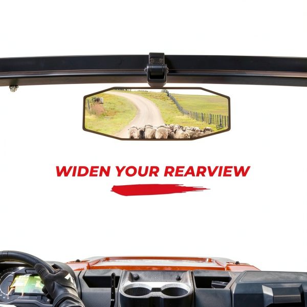 KEMIMOTO UTV Rear View Mirror Center Mount Anti-Glare Convex-3
