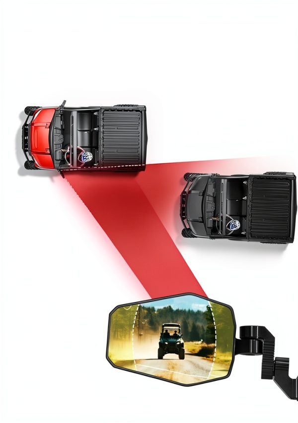 KEMIMOTO UTV Side Mirrors Black Roll Bar Mount Shatter Resistant-6
