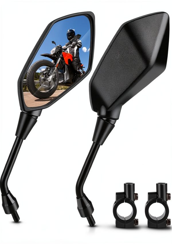 MICTUNING Left Motorcycle Mirror Hawk‑Eye 6.1" Glass Lens Universal-0