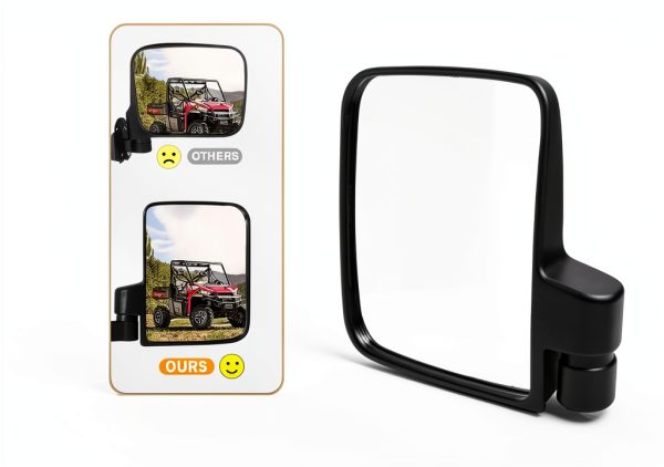 UNIGT Right Side Mirror for Polaris Ranger Black 8-12in Convex-2