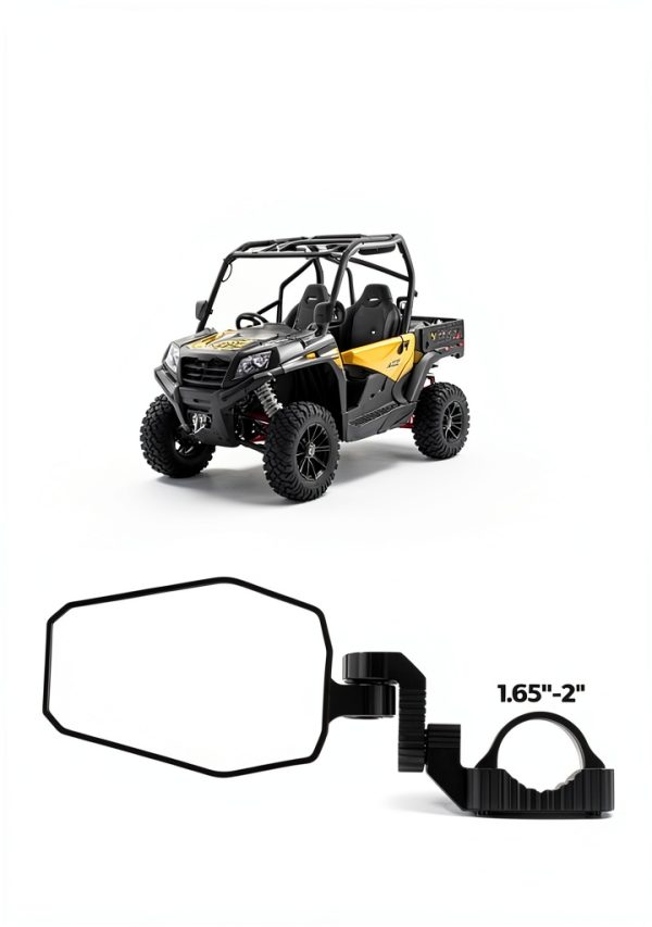KEMIMOTO UTV Side Mirrors Black Roll Bar Mount Shatter Resistant-2