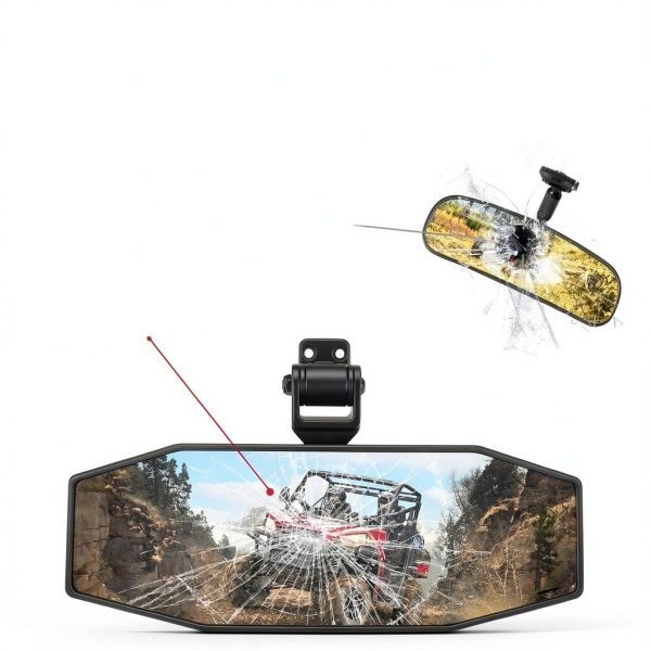 KEMIMOTO UTV Rear View Mirror Center Mount Anti-Glare Convex-4