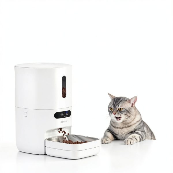 Automatic Cat Feeder Pawsync WiFi Smart Scale 3.6L White‑Grey Model-3