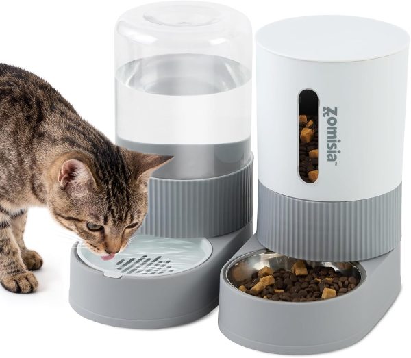 Gravity Cat Feeder Apollo with Stainless Steel Bowl Grey 2 Pack-0