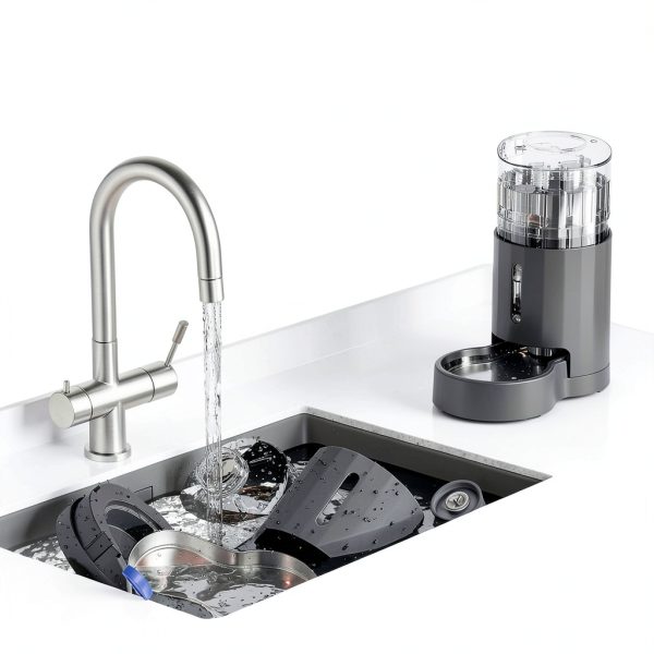 Cat Water Dispenser JUNSPOW 4L Grey Stainless Steel Bowl-4