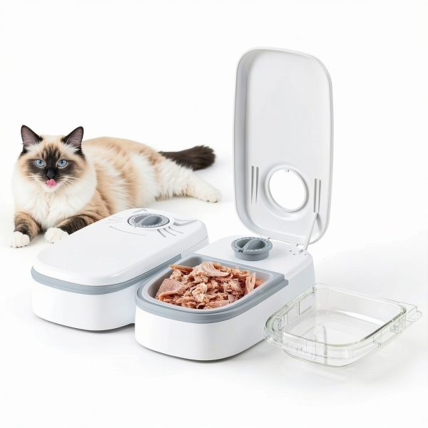 Automatic 2-Meal Cat Feeder NeatenWise Extra Large with 48h Ice Packs-2