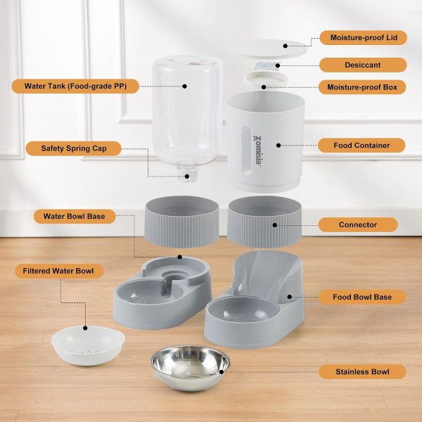 Gravity Cat Feeder Apollo with Stainless Steel Bowl Grey 2 Pack-5