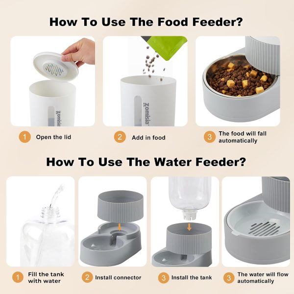 Gravity Cat Feeder Apollo with Stainless Steel Bowl Grey 2 Pack-4