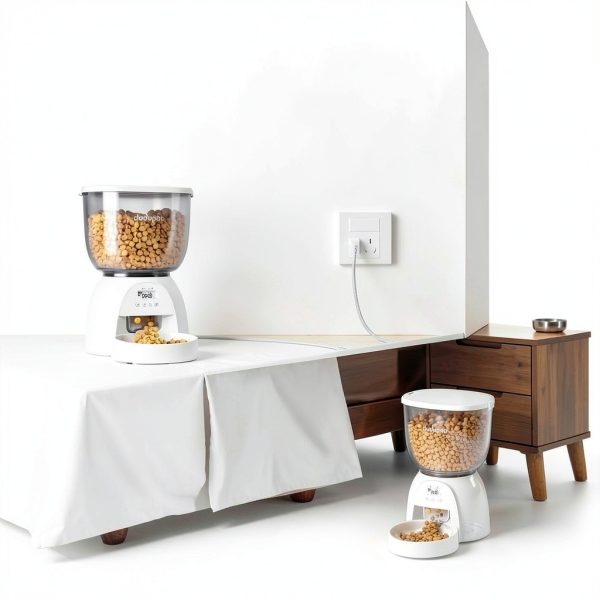 Automatic Cat Feeder DUDUPET 5L Dual Power 21 Cup Capacity White-3