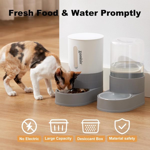 Gravity Cat Feeder Apollo with Stainless Steel Bowl Grey 2 Pack-2