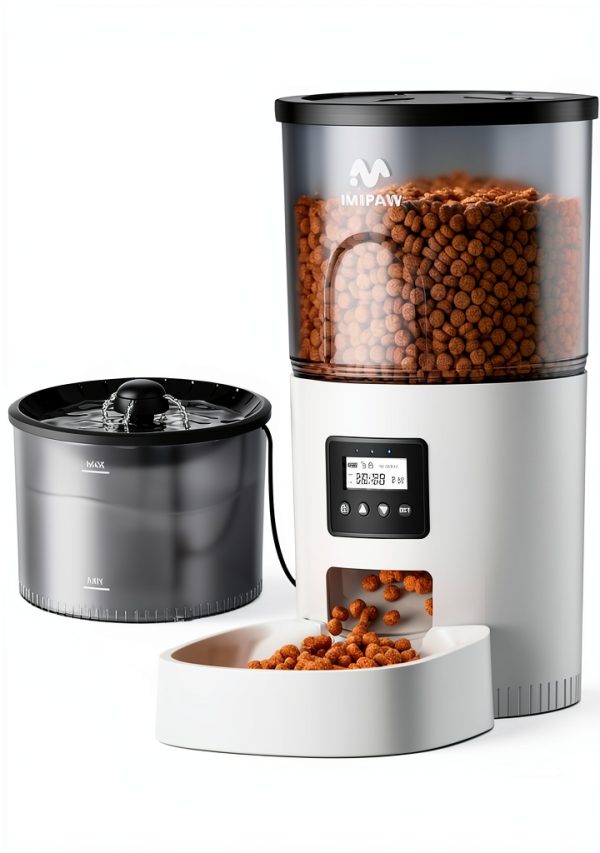 Automatic Cat Feeder IMIPAW 3L Combo with Water Fountain and Dual-0