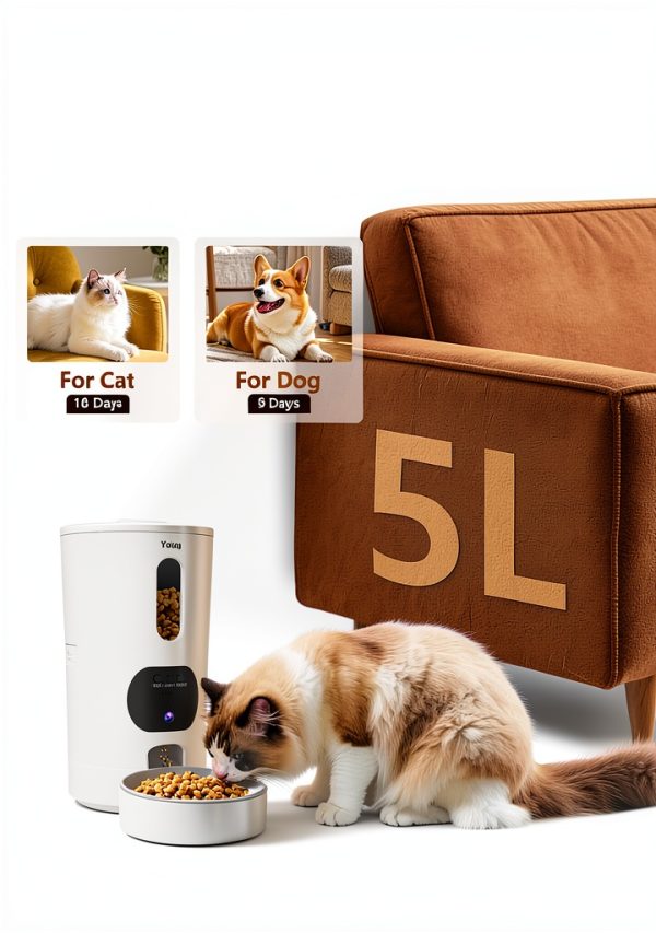 Yakry Automatic Cat Feeder with Camera 5G WiFi 4L Stainless Steel Bowl-6