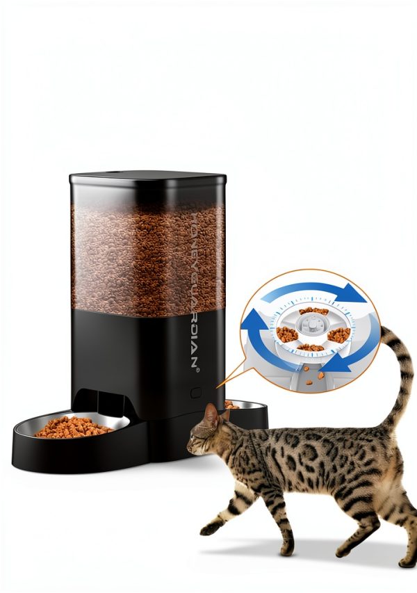 HoneyGuaridan Automatic Cat Feeder 5L WiFi with Bowl Black-4