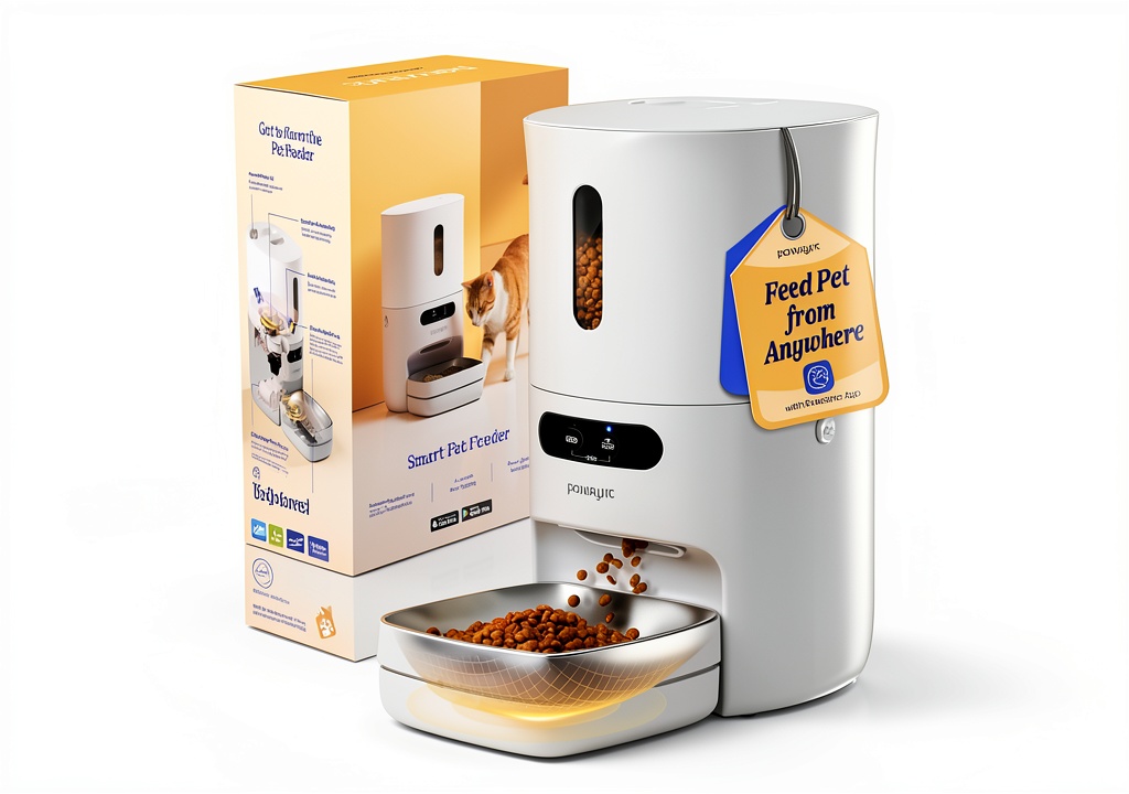Installing Automatic Cat Feeder Pawsync WiFi Smart Scale 3.6L White‑Grey Model on a wooden desk