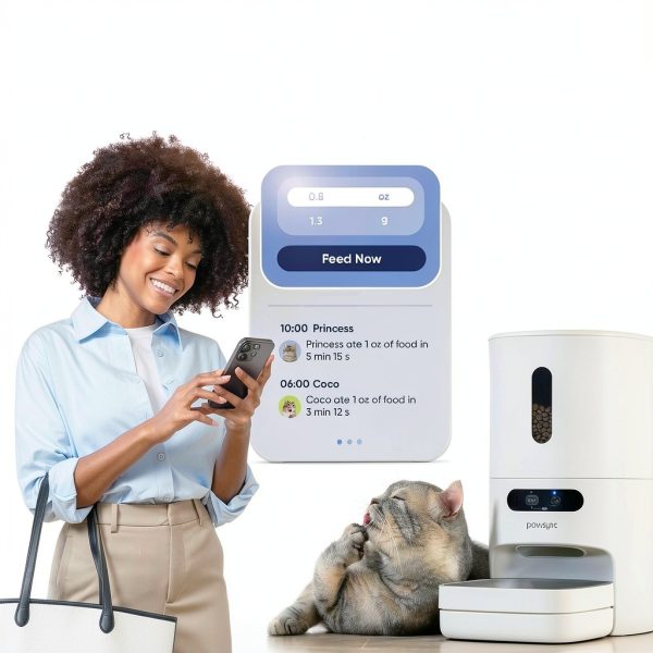 Automatic Cat Feeder Pawsync WiFi Smart Scale 3.6L White‑Grey Model-1