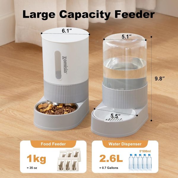 Gravity Cat Feeder Apollo with Stainless Steel Bowl Grey 2 Pack-1