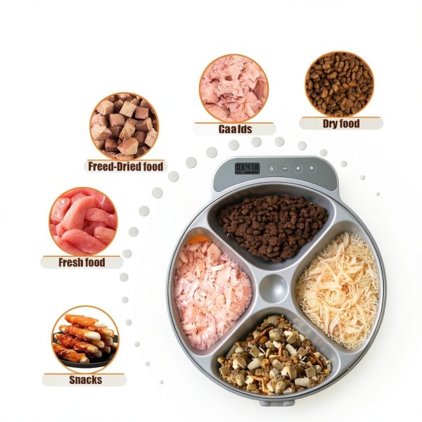 Automatic Wet Food Cat Feeder Bsemax 4‑Meal Refrigerated Ice Packs-4