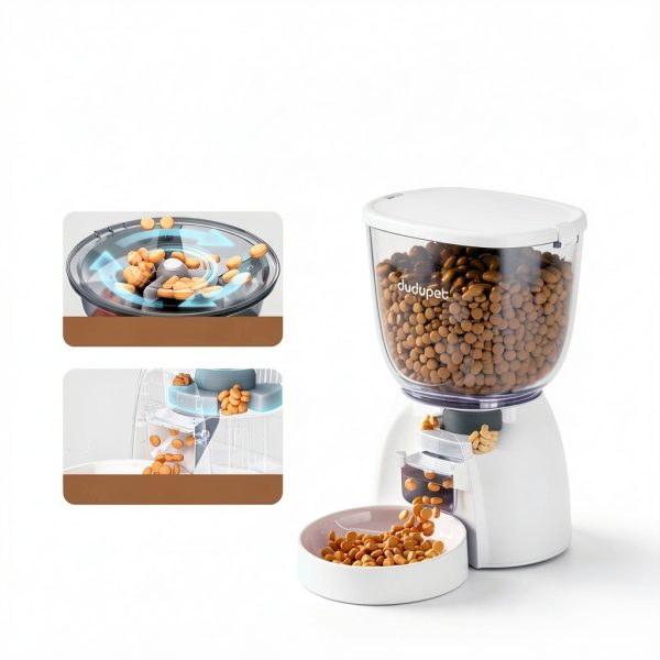 Automatic Cat Feeder DUDUPET 5L Dual Power 21 Cup Capacity White-4