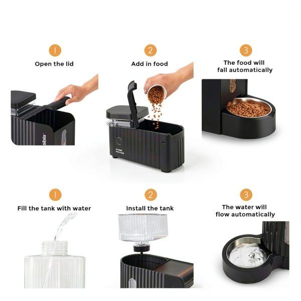 Gravity Cat Feeder Apollo 2-in-1 Feeder with 304 Steel Bowls 4L-5