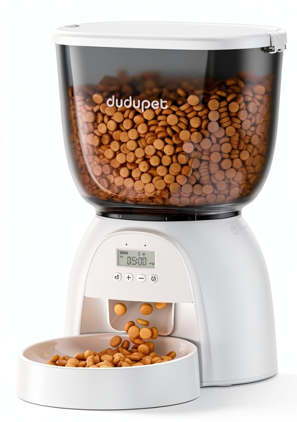 Automatic Cat Feeder DUDUPET 5L Dual Power 21 Cup Capacity White-0