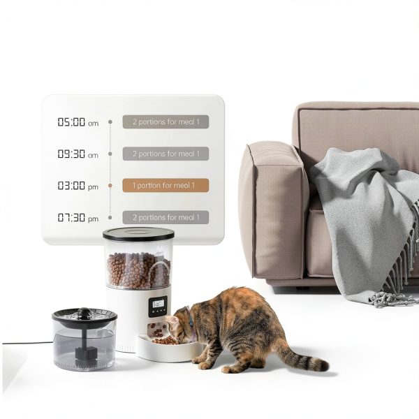 Automatic Cat Feeder IMIPAW 3L Combo with Water Fountain and Dual-1