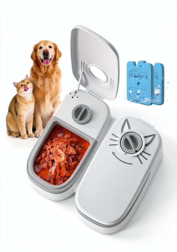 Automatic 2-Meal Cat Feeder NeatenWise Extra Large with 48h Ice Packs-0