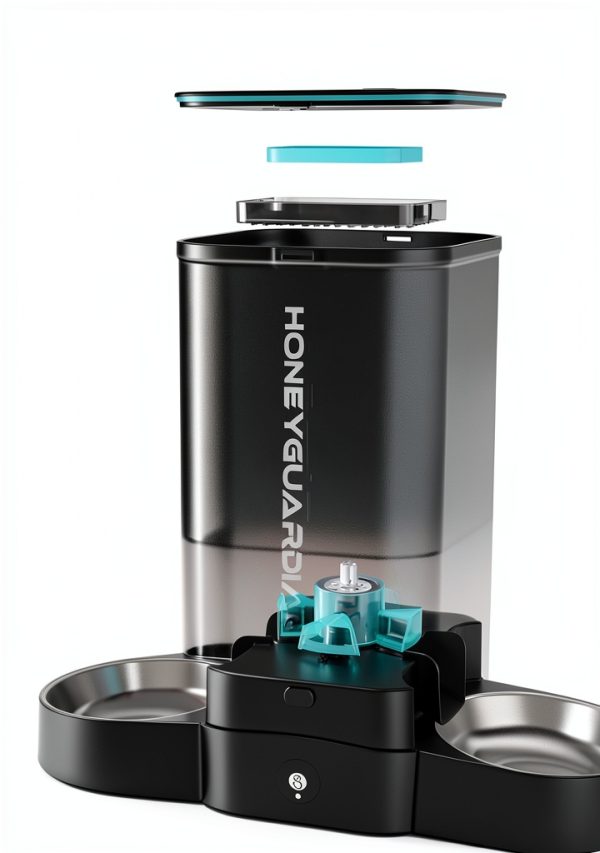 HoneyGuaridan Automatic Cat Feeder 5L WiFi with Bowl Black-3