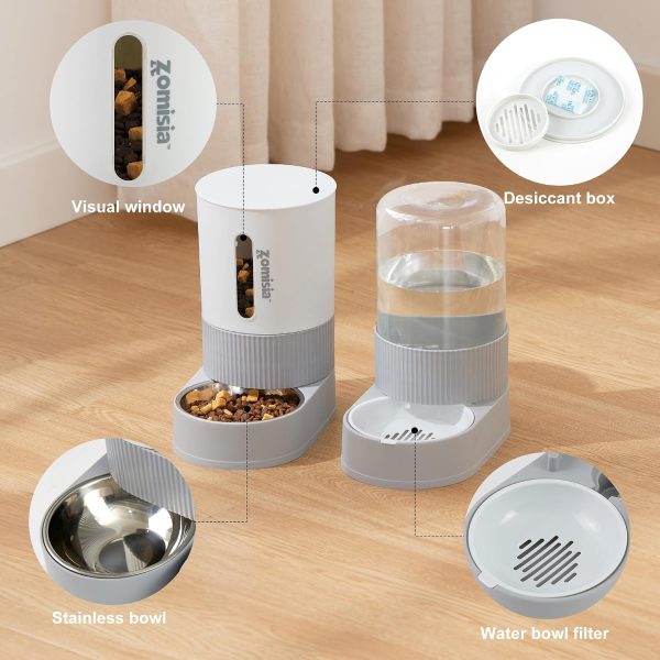 Gravity Cat Feeder Apollo with Stainless Steel Bowl Grey 2 Pack-3