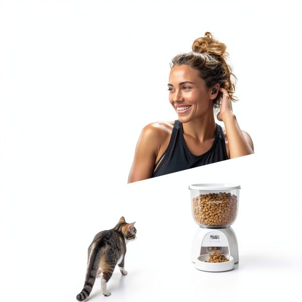 Automatic Cat Feeder DUDUPET 5L Dual Power 21 Cup Capacity White-5