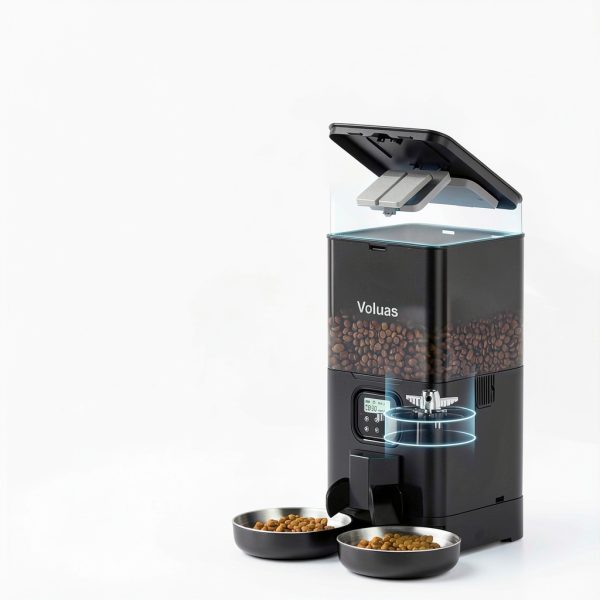 Voluas Automatic Cat Feeder for Two Cats, Double Pet Feeder with 2 Stainless Steel Bowls,6L Timed Cat Feeders with Memory Function-4