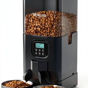 Voluas Automatic Cat Feeder for Two Cats, Double Pet Feeder with 2 Stainless Steel Bowls,6L Timed Cat Feeders with Memory Function-0